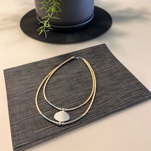 Elegant Silver and Cork Necklace